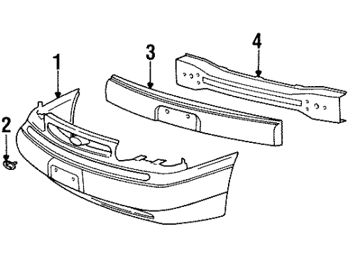 1995 Ford Windstar Front Bumper Hood Emblem Badge Diagram for F58Z-16720-A