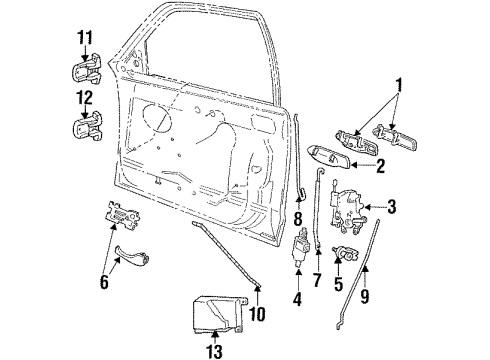 2002 Mercury Grand Marquis Front Door - Lock & Hardware Diagram