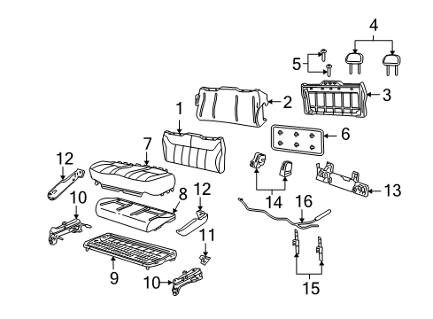 2005 Mercury Monterey Rear Seat Cushion Pad Diagram for 3F2Z-1763840-CA