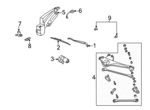 2000 Ford Taurus Wiper Arm Assembly Diagram for 3F1Z-17526-AA