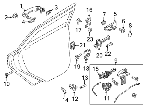 2017 Ford Focus Handle Assy - Door - Inner Diagram for F1EZ-5822600-B