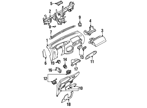 1998 Ford Escort Louvre Assembly - Vent Air Diagram for F8CZ-19893-BGC