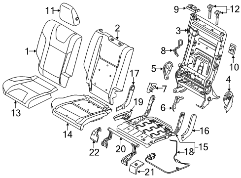 2013 Ford Escape Headrest - Cover And Pad Diagram for CJ5Z-78611A08-FB