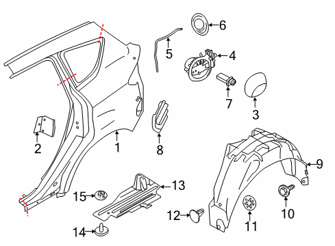 2018 Ford C-Max Quarter Panel & Components Diagram