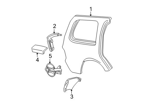 1999 Ford Expedition Quarter Panel & Components Diagram