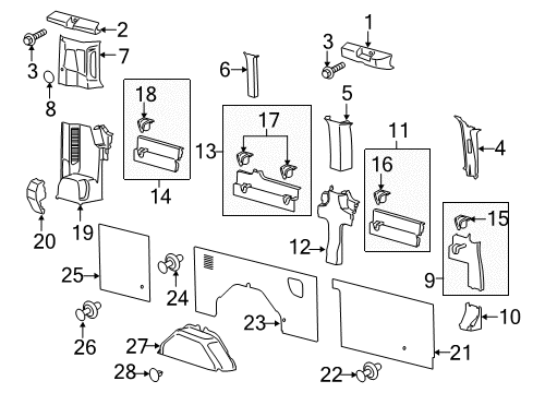 2022 Ford Transit-150 TRIM - "D" PILLAR Diagram for LK4Z-61311A59-BA