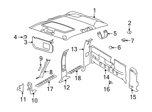 2010 Ford F-350 Super Duty Sun Visor Assembly Diagram for 8C3Z-2604104-ED