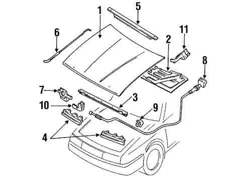 1995 Mercury Tracer Weatherstrip Diagram for F4CZ16A238A