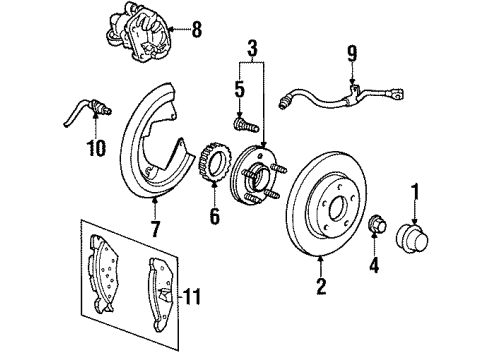 1999 Lincoln Continental Brake Disc Splash Shield Diagram for F5OY-2C028-A