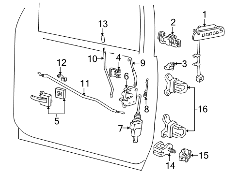 2003 Ford Explorer Sport Door - Lock & Hardware Diagram