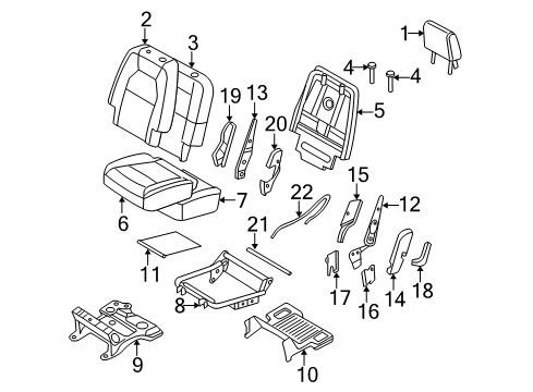 2007 Mercury Mountaineer Handle - Seat Back Adjusting Diagram for 5C5Z-7862418-AAA