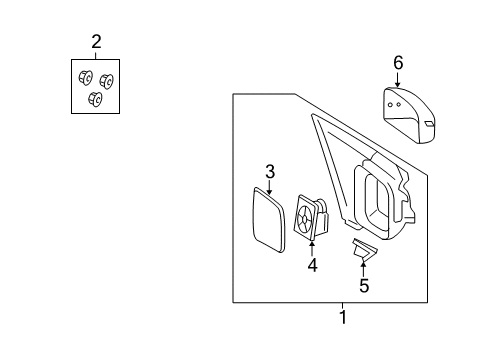 2008 Ford Taurus Glass Assembly - Rear View Outer Mirror Diagram for 8G1Z-17K707-C