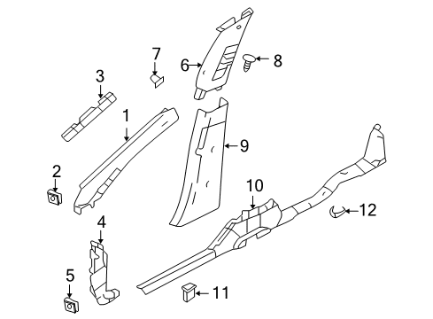 2008 Ford Taurus X Interior Trim - Pillars, Rocker & Floor Diagram