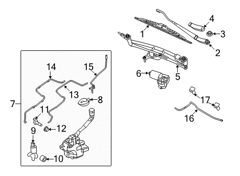 2008 Ford Taurus X Windshield - Wiper & Washer Components Diagram