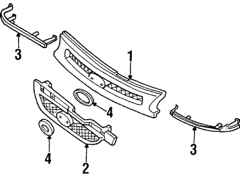 1997 Ford Aspire Grille Radiator Diagram for F7BZ8200A