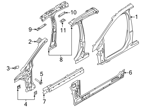 2017 Ford Focus Aperture Panel, Center Pillar, Hinge Pillar, Rocker Diagram