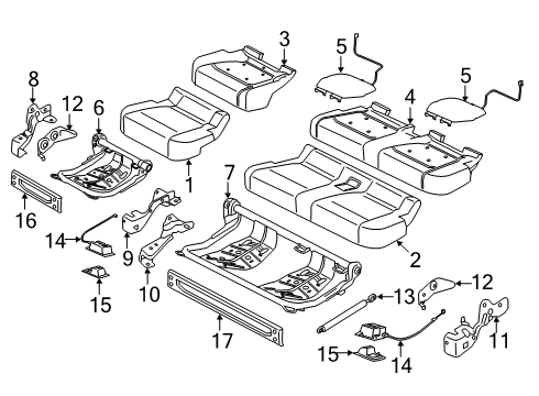 2018 Ford F-350 Super Duty Rear Seat Cushion Cover Assembly Diagram for FL3Z-1663804-FE