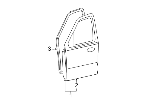 2008 Mercury Mariner Front Door, Body Diagram 1 - Thumbnail