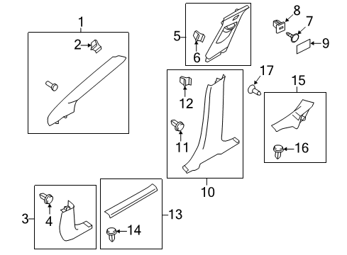 2012 Ford Focus Interior Trim - Pillars, Rocker & Floor Diagram 1 - Thumbnail