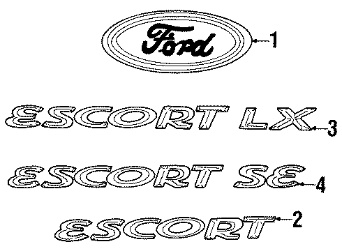 1998 Ford Escort Nameplate Diagram for F8CZ-5442528-CAC