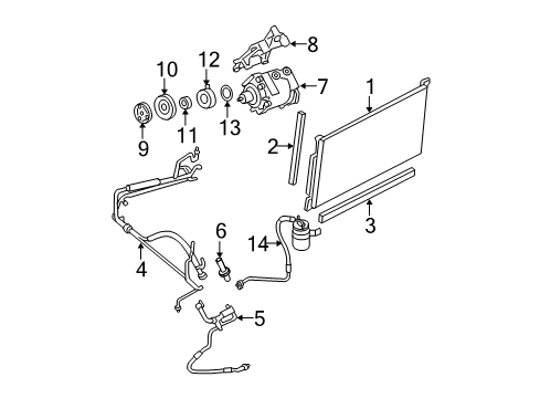 2007 Ford Five Hundred A/C Condenser, Compressor & Lines Diagram