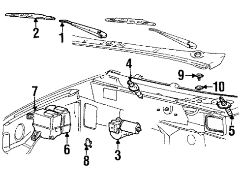 2000 Mercury Mountaineer Windshield - Wiper & Washer Components Diagram