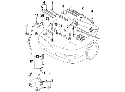 1995 Ford Probe Wiper Arm Assembly Diagram for F32Z17526B