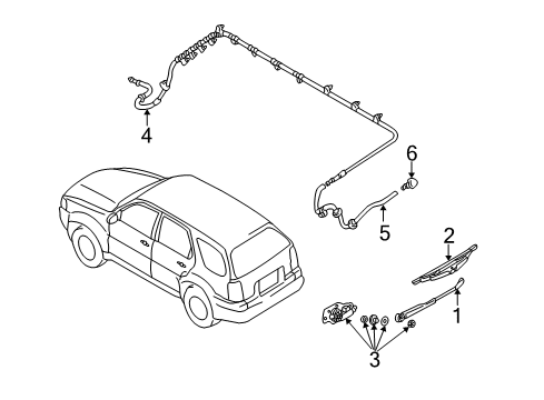 2002 Ford Escape Lift Gate - Wiper & Washer Components Diagram