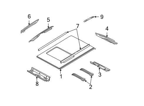 2001 Ford Focus Reinforcement - Roof Panel Diagram for YS4Z-5451272-AA