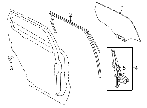 2018 Lincoln MKC Rear Door - Glass & Hardware Diagram