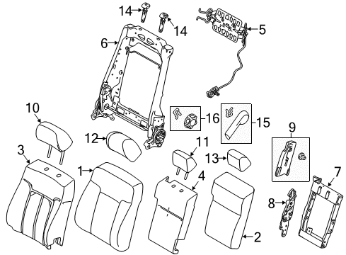 2016 Ford F-350 Super Duty Cover - Headrest - Roll Type Diagram for BC3Z-25610A62-AA