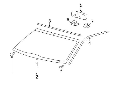 2007 Lincoln Mark LT Windshield Glass Diagram