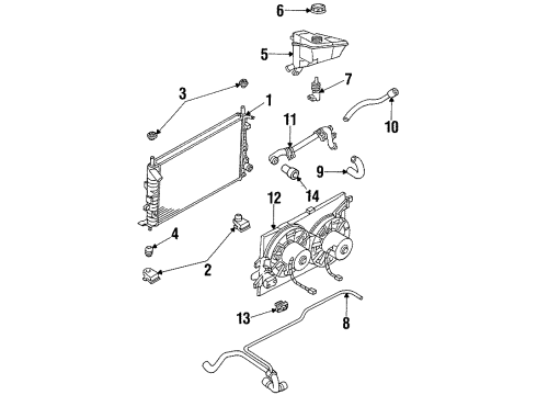 1997 Mercury Mystique Bracket Assembly - Radiator Diagram for F5RZ-8A293-AB