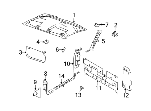 2008 Ford F-250 Super Duty Sun Visor Assembly Diagram for 8C3Z-2504104-DC