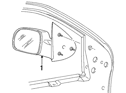 1997 Ford Windstar Glass Assembly - Rear View Outer Mirror Diagram for F58Z-17K707-C