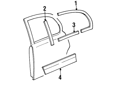 2000 Lincoln Town Car Moulding - Door Outside Diagram for 6W1Z-5425556-BPTM