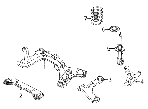 2007 Mercury Mariner Shock Absorber Assembly - Front Diagram for 6M6Z-18124-AB