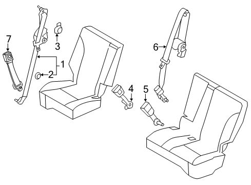 2014 Ford Edge Buckle Assembly - Seat Belt Diagram for BT4Z-7860044-BA