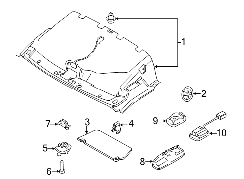 2020 Ford Transit-250 Sun Visor Assembly Diagram for EK4Z-6104104-DB