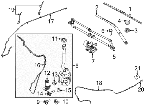 2019 Ford Explorer Windshield - Wiper & Washer Components Diagram