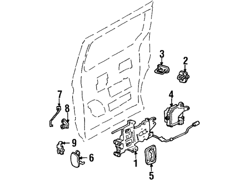 2002 Mercury Villager Striker - Door Locking Mechanism Diagram for XF5Z-12264A10-AA