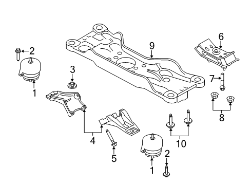 2013 Ford Mustang Engine & Trans Mounting Diagram 3 - Thumbnail