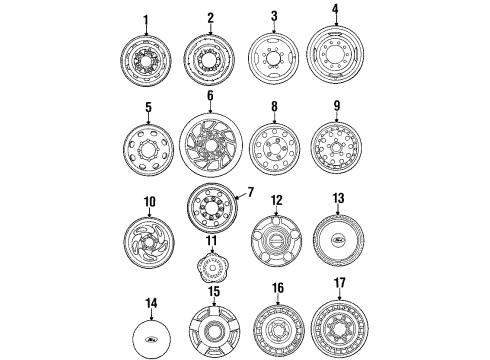 1995 Ford F-150 Wheels, Covers & Trim Diagram