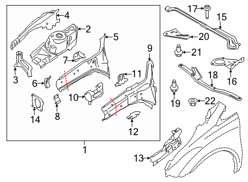 2023 Ford Transit Connect Structural Components & Rails Diagram