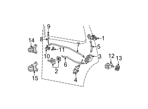 2001 Ford Explorer Rear Door - Lock & Hardware Diagram