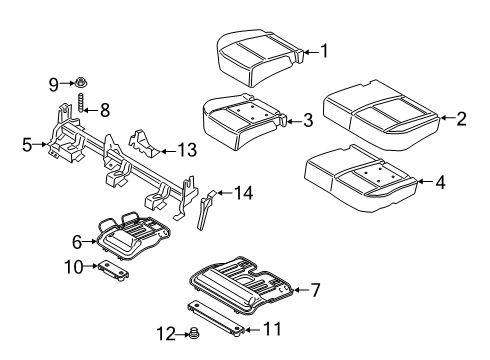 2019 Ford EcoSport Rear Seat Cushion Cover Assembly Diagram for GN1Z-5863804-MA