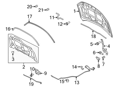 2010 Mercury Milan Hood & Components Diagram