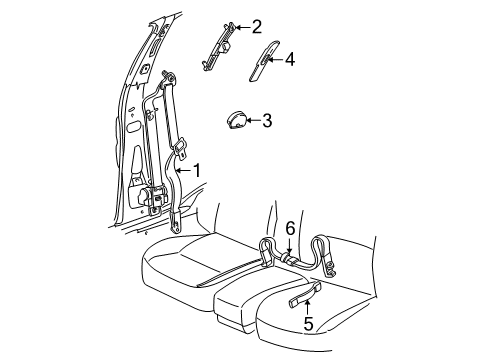 2000 Mercury Sable Seat Belt Assembly Diagram for YF1Z-54611B08-AAC