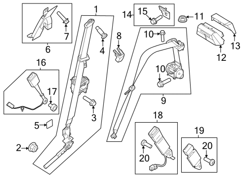 2023 Ford F-350 Super Duty SEAT BELT ASY Diagram for PC3Z-2660044-AB