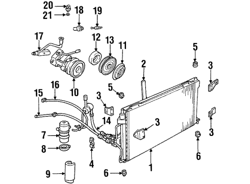 2002 Mercury Grand Marquis A/C Condenser, Compressor & Lines Diagram